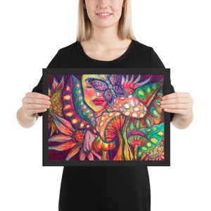 Psychedelic Mushroom Forest Gaia Art Framed Poster image 5