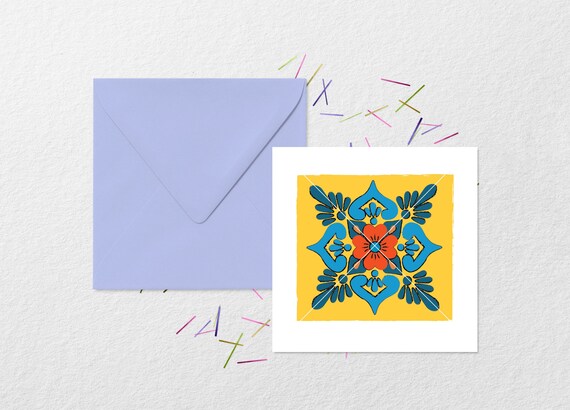 Two 6x6 Spanish Mexican Talavera Tile Designs Digital Art