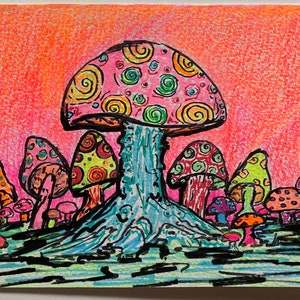 Mushroom Psychedelic Art Greeting Card image 3