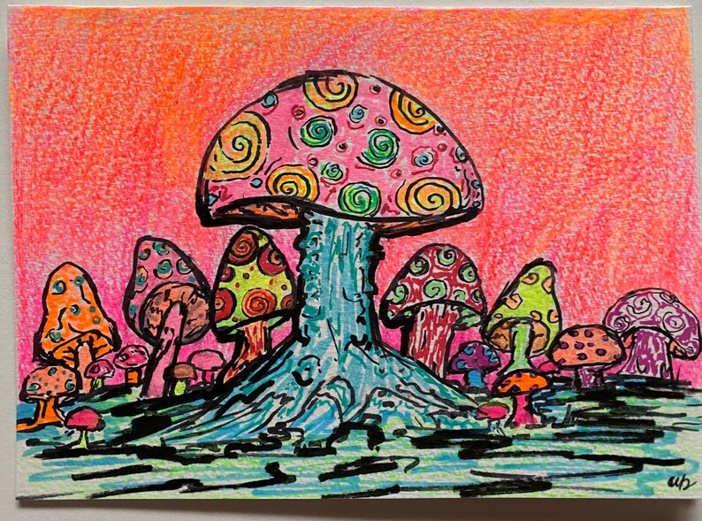 Mushroom Psychedelic Art Greeting Card image 3