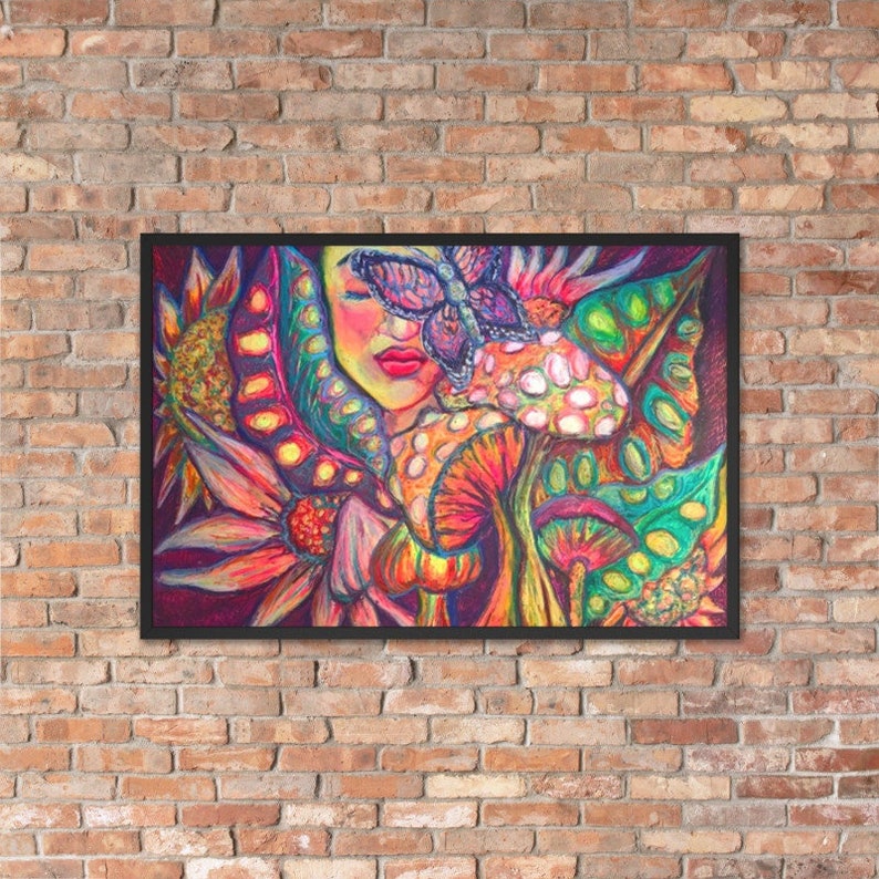 Psychedelic Mushroom Forest Gaia Art Framed Poster image 1