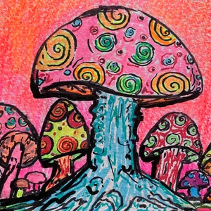 Mushroom Psychedelic Art Greeting Card image 1