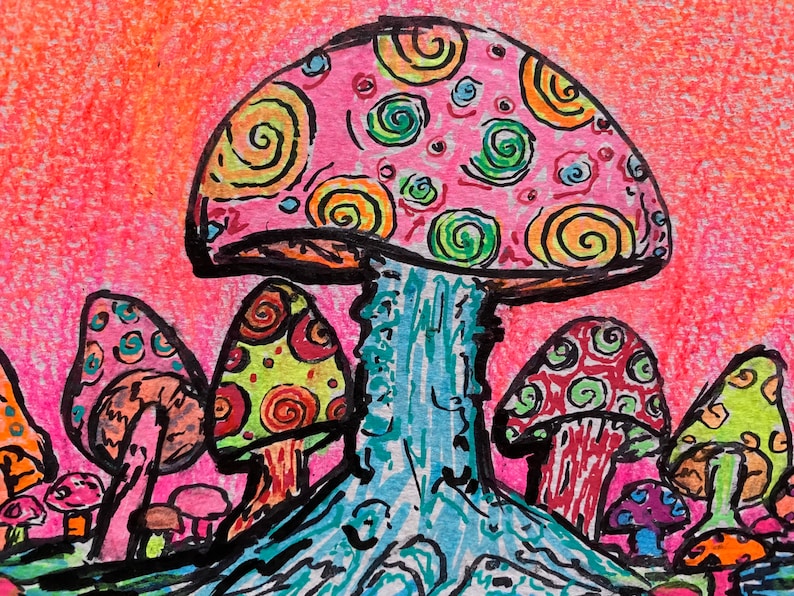 Mushroom Psychedelic Art Greeting Card image 1