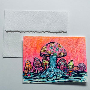 Mushroom Psychedelic Art Greeting Card image 2