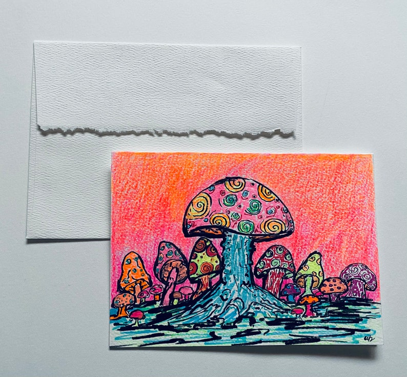 Mushroom Psychedelic Art Greeting Card image 2