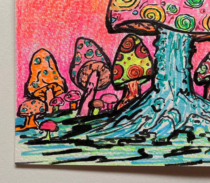 Mushroom Psychedelic Art Greeting Card image 4