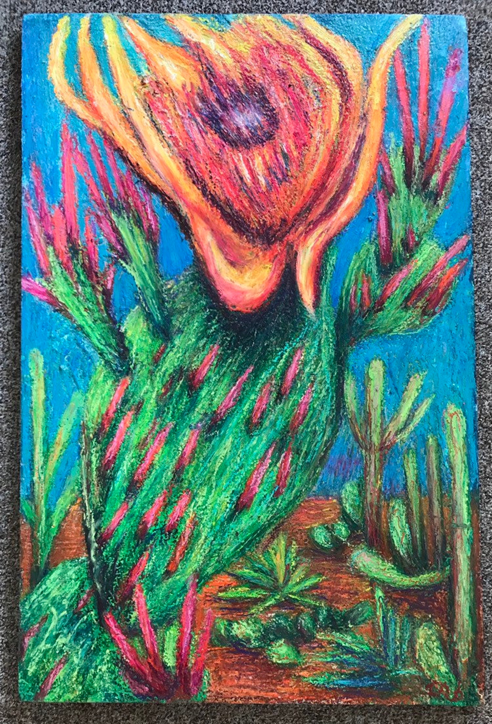 Prickly Pear Cactus Decor Large Wall Art Original Oil Painting | Etsy
