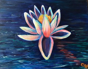 Lotus Flower Art Original Acrylic Painting