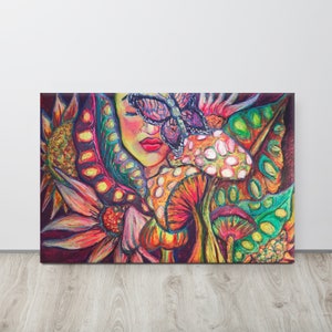 Psychedelic Woodland Mushroom Goddess Canvas Art image 10