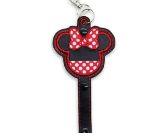 Minnie Dots Mouse head inspired Mickey Minnie ears headband & sunglasses holder or carrier for lanyard bag backpack and belt.