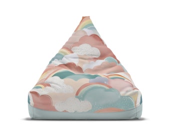 Pastel Dreams Rainbow and Clouds Bean Bag Chair Cover