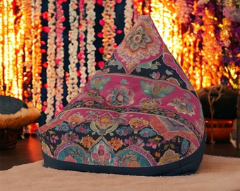 Lahore Bean Bag Chair Cover, Pakistani Inspired Furniture, Indo Fusion Bohemian Chair