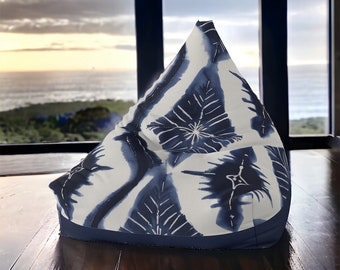 Indigo Diamond Shibori Inspired Bean Bag Chair Cover