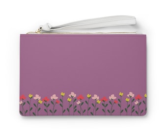 Zachte paarse bloemen clutch tas