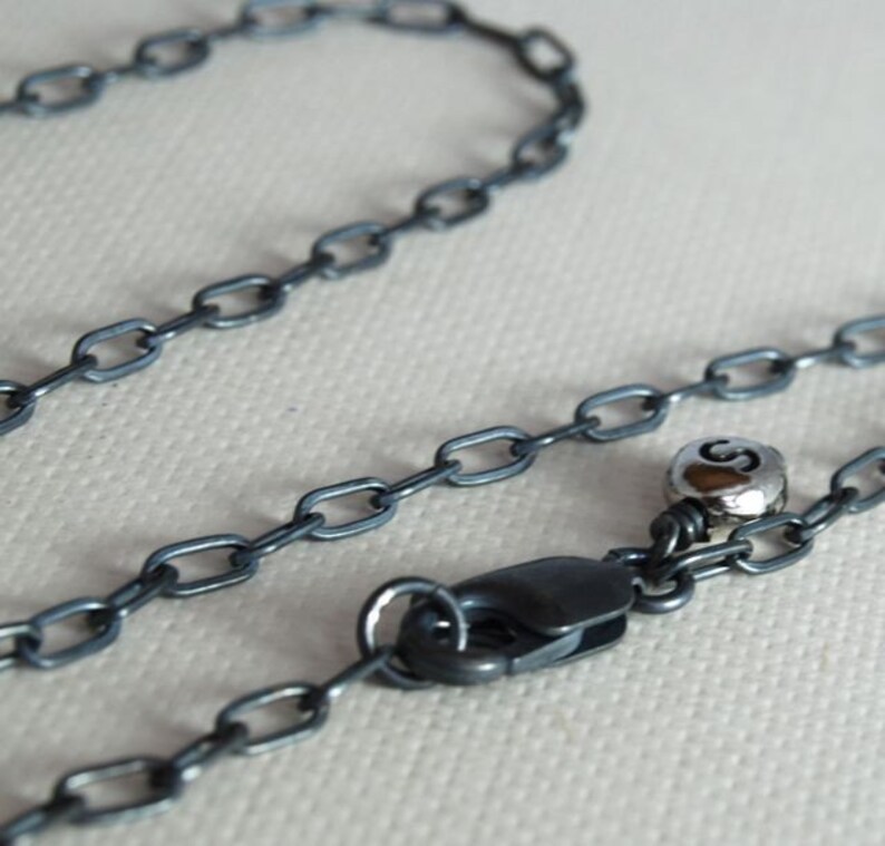 30 Inch RECTANGLE Link Oxidized Sterling Silver Chain