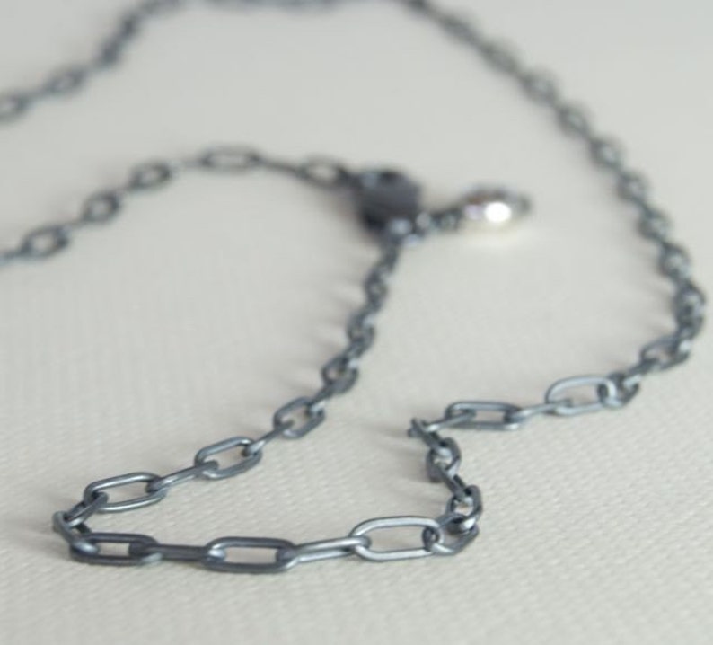 30 Inch RECTANGLE Link Oxidized Sterling Silver Chain