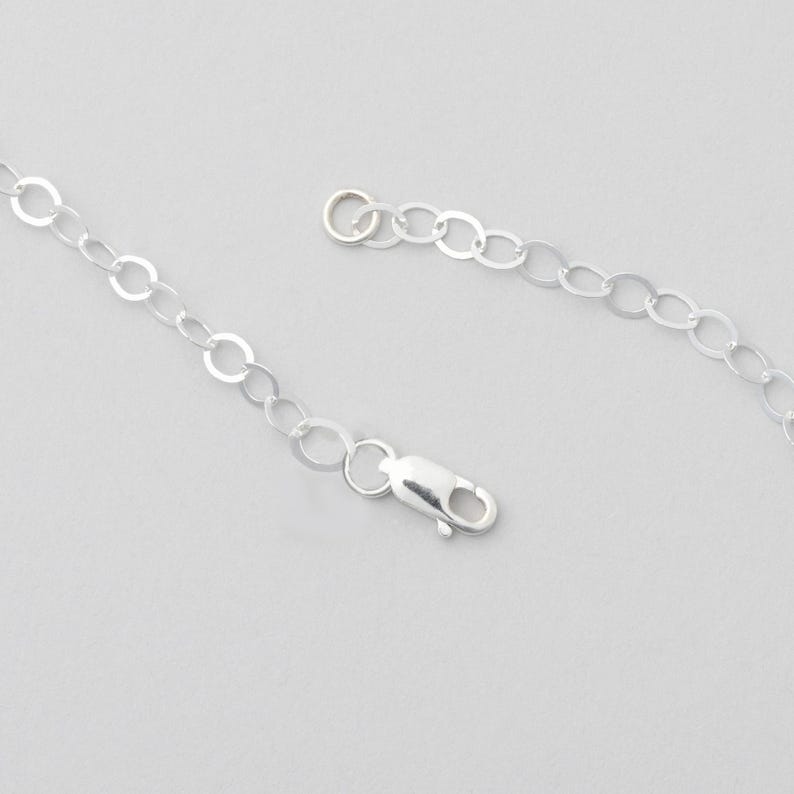 Puede incluir: Un collar de cadena de plata con un cierre de langosta y un anillo de salto.