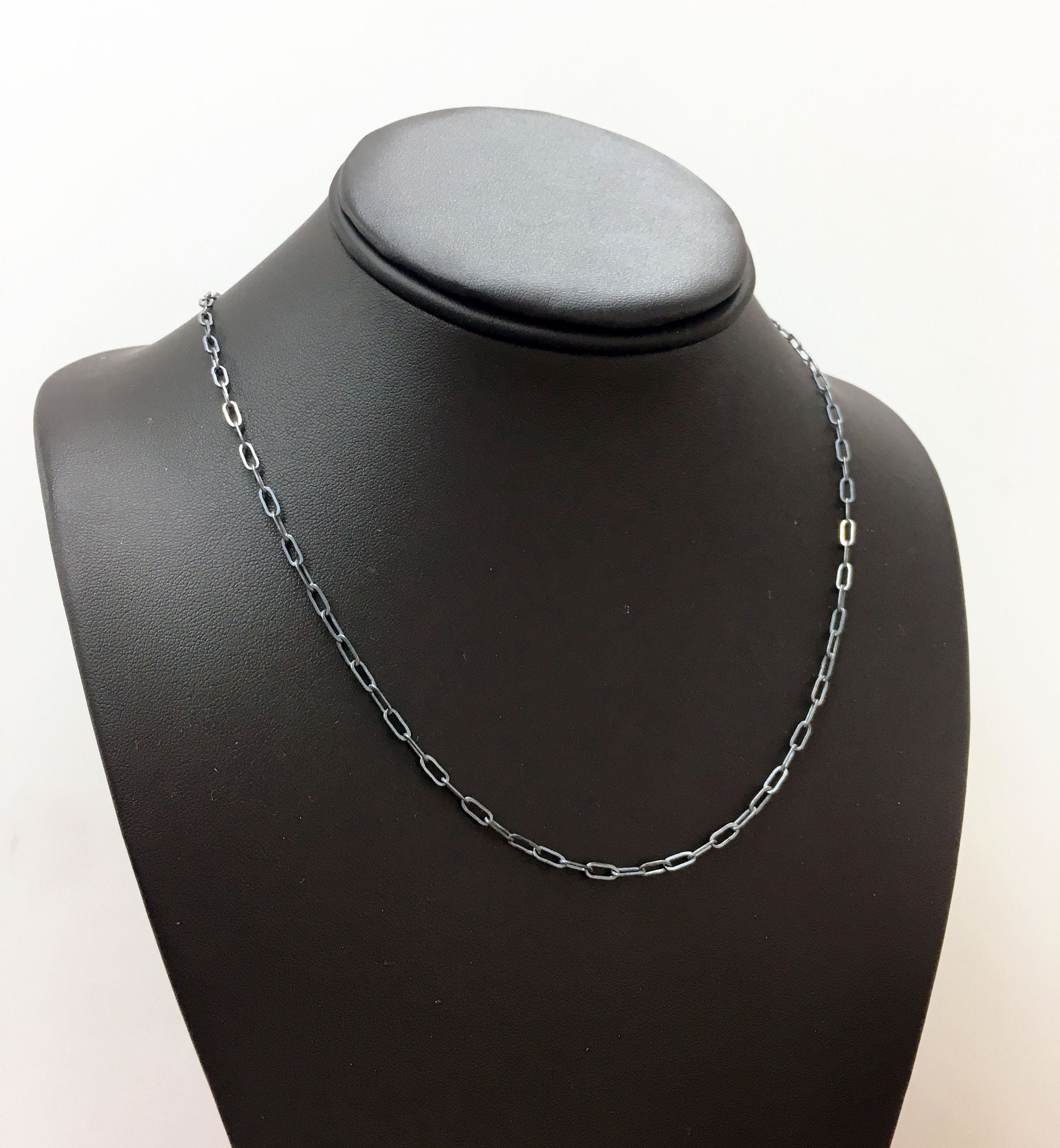 Oxidized Sterling Silver Chain Necklace with RECTANGLE Links Etsy