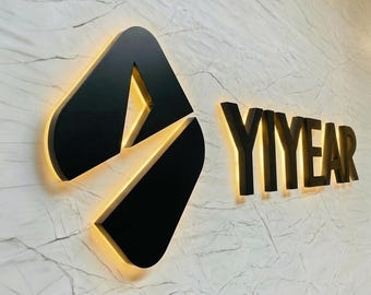 Custom Illuminated Metal Logo Sign 3D, LED Business Logo Sign, Storefront & Office Wall Sign, Commercial Branding Signage, Reception Display