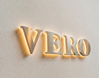 Custom Metal Backlit Business Logo Sign,3D LED Halo Light Letters,Storefront,Reception ,Office Wall Sign,Outdoor Waterproof Signage