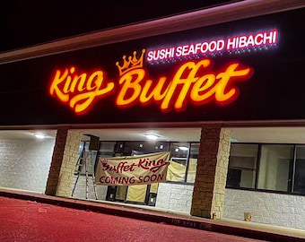 Custom LED Channel Letter Sign, 3D Business Logo Sign, Illuminated Storefront Sign, Metal & Acrylic Letters, Indoor and Outdoor Use