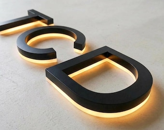 Custom 3D Metal Backlit Logo Sign, Illuminated Business Wall Sign, LED Office Reception Sign, Salon Beauty Shop Decor