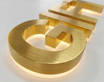 Custom LED Backlit Logo Sign, 3D Metal Business Sign, Storefront Office Reception Sign, Beauty Salon Sign, Illuminated Wall Sign