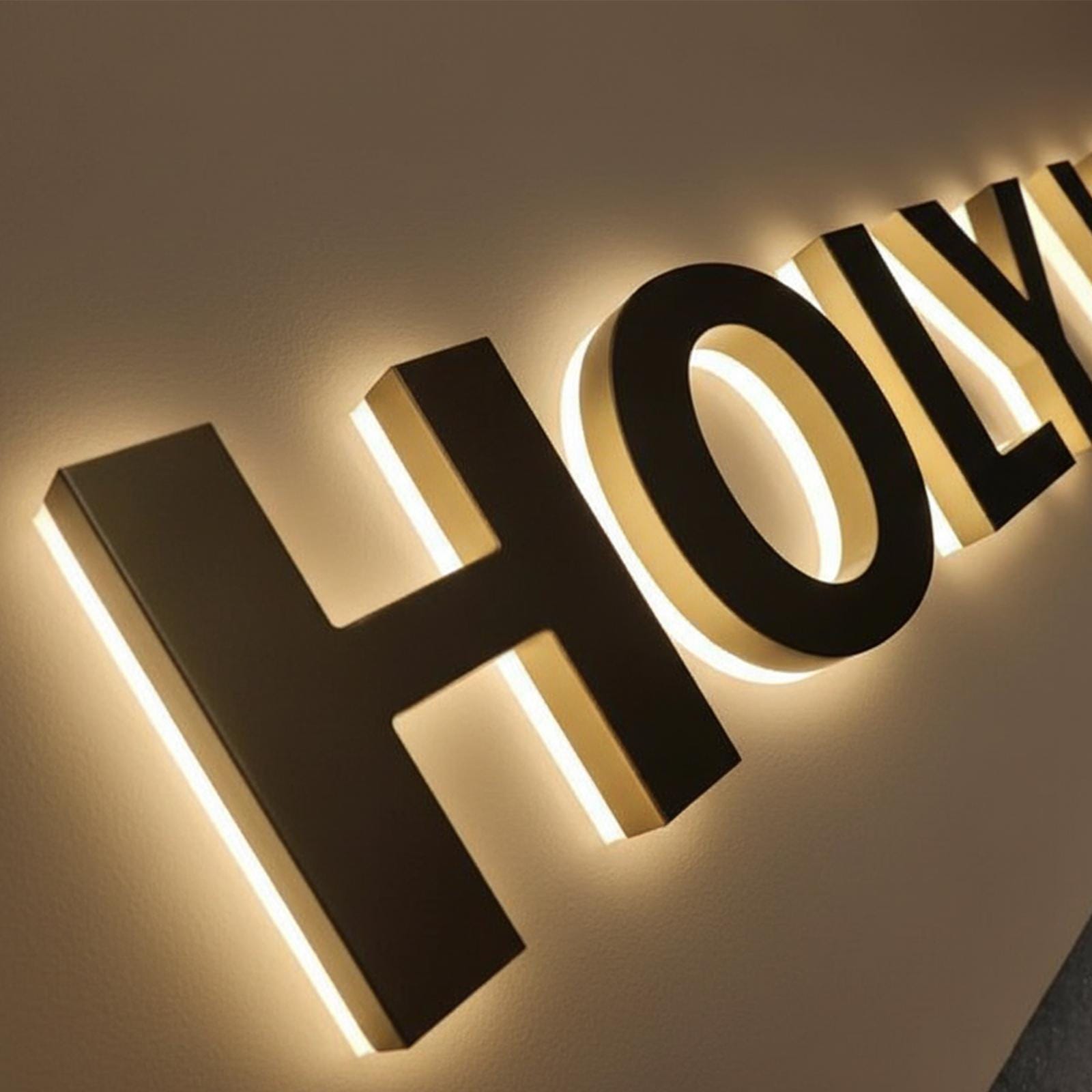 Custom Backlit LED Logo Sign, 3D Metal Wall Sign for Business, Office ...