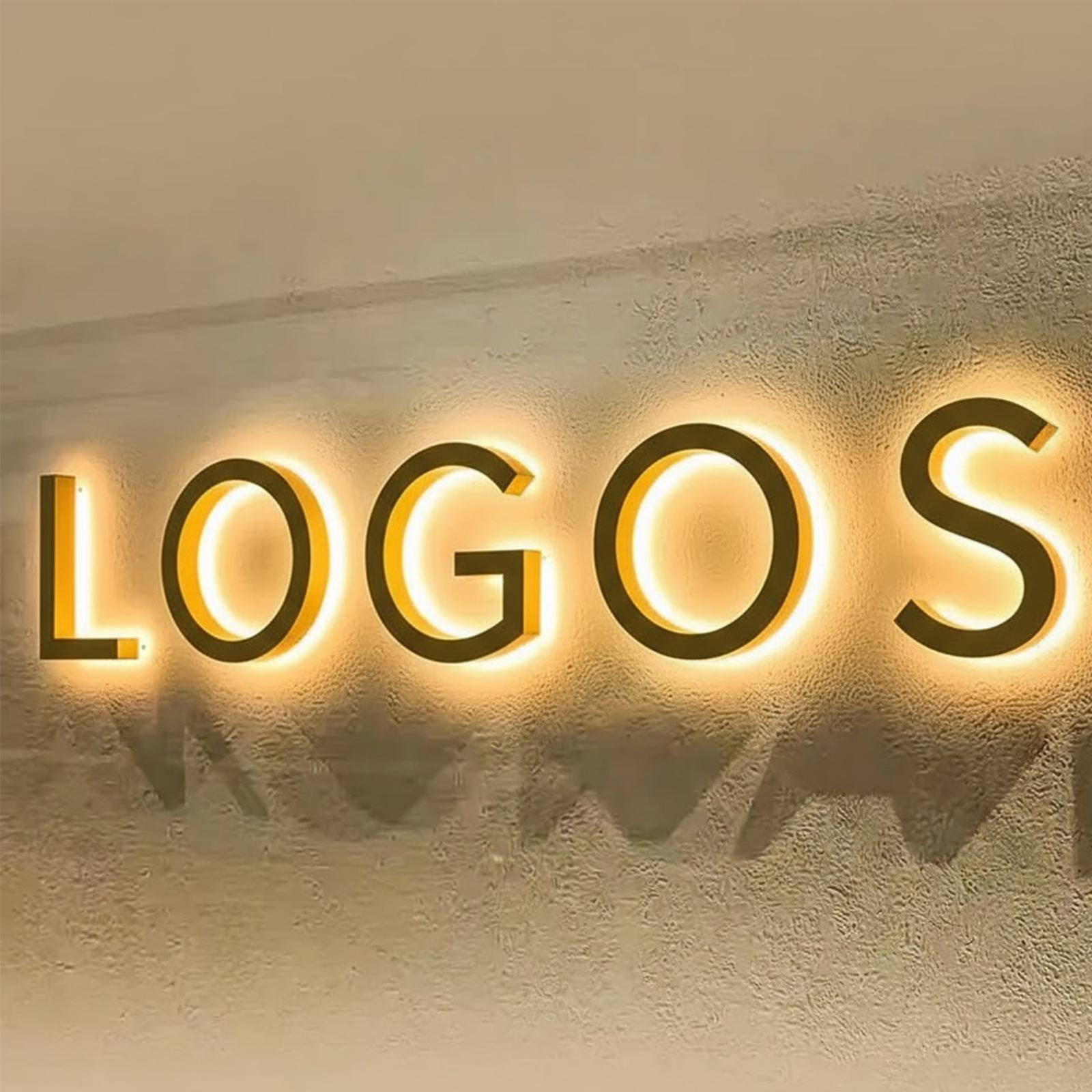 Custom Backlit LED Logo Sign, 3D Metal Wall Sign for Business, Office ...