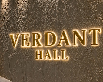 Custom LED Backlit Logo Sign 3D Metal Business Sign Wall Display Office Reception Lobby Decor Company Sign