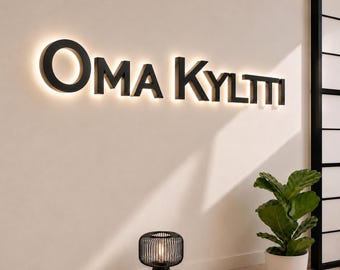 Letrero metálico con logotipo iluminado 3D personalizado, letrero LED con logotipo comercial, letrero de pared para escaparates y oficinas, señalización de marca comercial, expositor de recepción