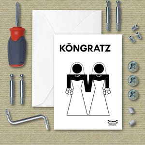 Cartão de casamento para 2 noivas Paródia de instruções da Ikea