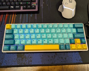 Custom EP64 Mechanical Keyboard - Teal Yellow 60% Wireless