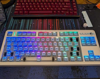 Navy and White Full RGB LS01 75% Keyboard