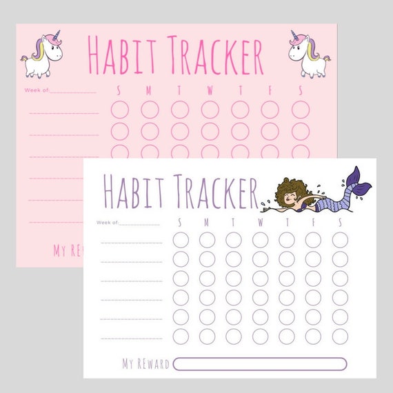 Unicorn And Mermaid Daily Habit Trackers Paper Party Supplies Paper 