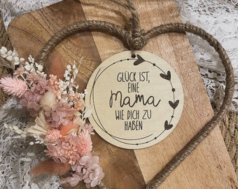 Herzkranz mit Holztafel • Trockenblumenkranz Mama