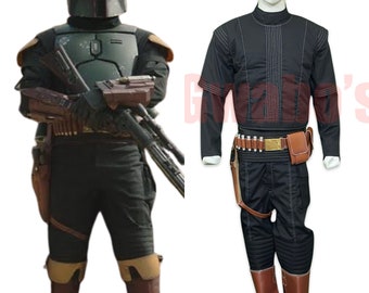 Costume de vol noir personnalisé inspiré de BOBf boba fett avec kamma gratuit - ensemble de costume de boba fett BOBF - cosplay de Boba fett - costume d'inspiration Boba Fett