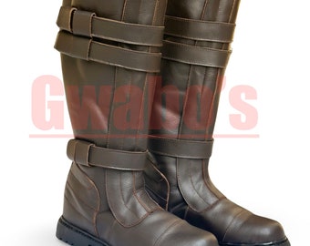 Bottes en cuir inspirées d'Anakin Skywalker - chaussures de Cosplay Star Wars - chaussures en cuir de Cosplay Anakin