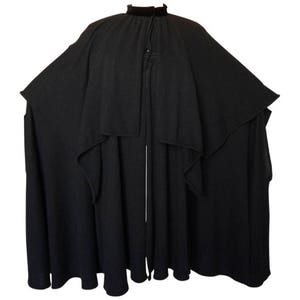 Rare Valentino Boutique Tiered Knit Cape with High Collar Black Angora Wool Sz M 80s Vintage