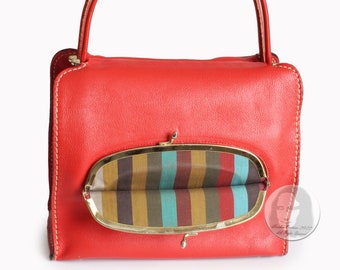 Bonnie Cashin for Coach Tote Bag Cashin Carry Scissor Frame Bag Red Leather 1966 Rare Vintage