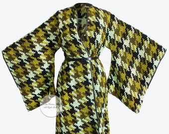 Vintage Bonnie Cashin Coat: 1960s Houndstooth Knit with Trailing Sleeves