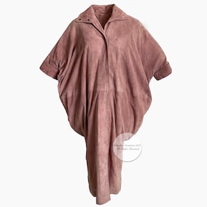 Vintage Fendi Duster Jacket Suede Leather Rose Pink Batwing Sleeves Rare 80s Size S