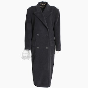 Escada Coat Double Breasted Charcoal Gray 100% Pure New Wool Trench Style Vintage 1990s