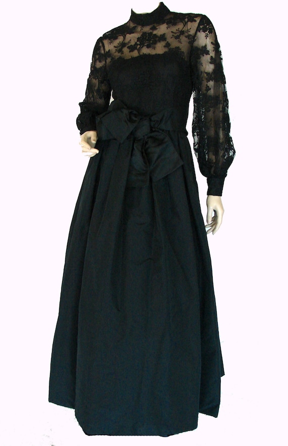 Rare Ronald Amey Evening Gown Black Lace and Silk… - image 7