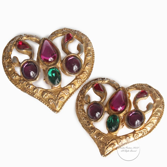 Christian Lacroix Earrings Large Statement Heart … - image 1