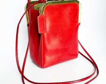 Vintage Coach Ergo Flap Bag Tangerine Leather Style #9034 1990s