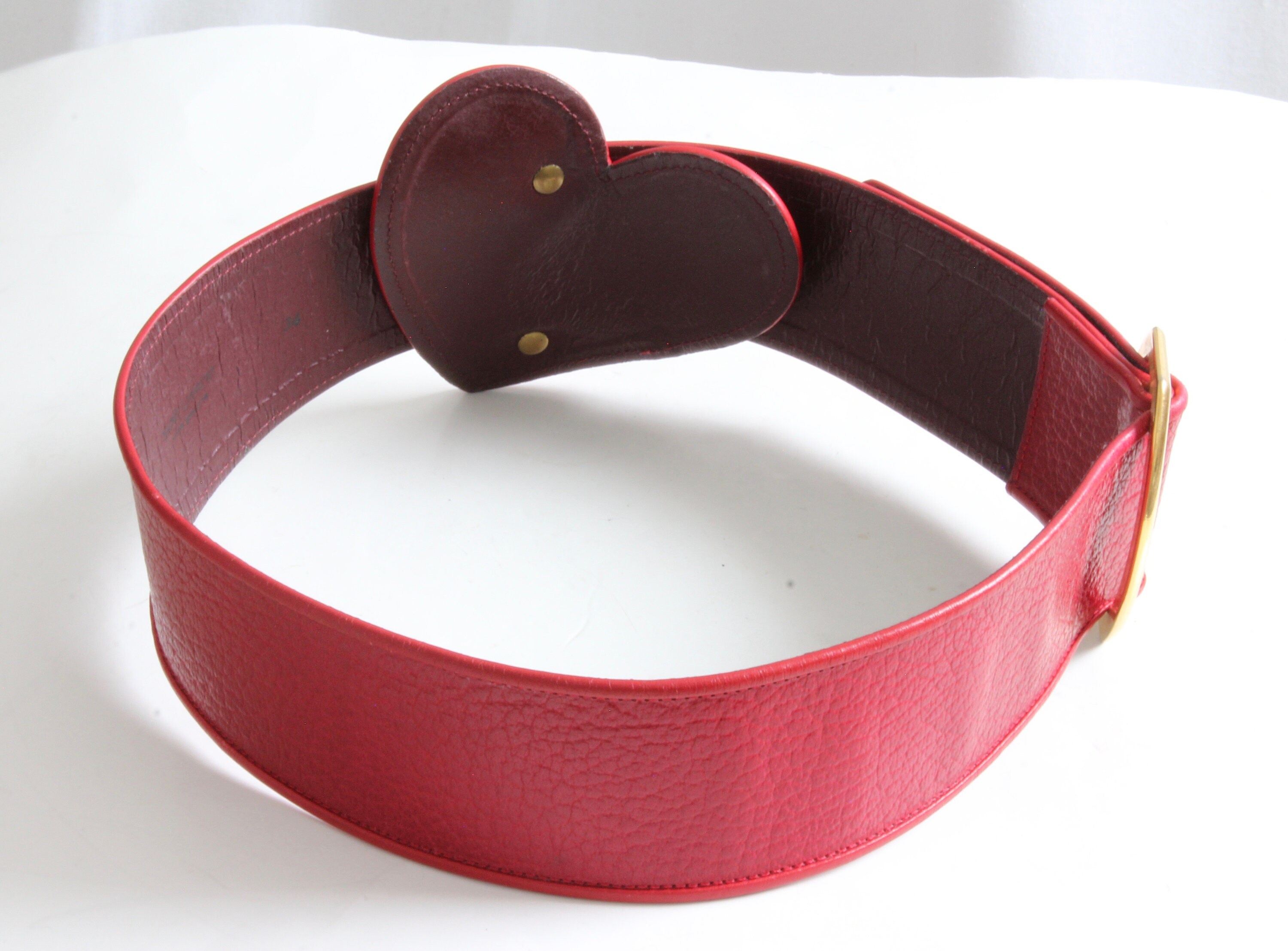 イヴサンローランリヴゴーシュ 　リングベルト　⭐ヴィンテージ⭐ Rare Yves Saint Laurent Rive Gauche Wide Red Leather Belt