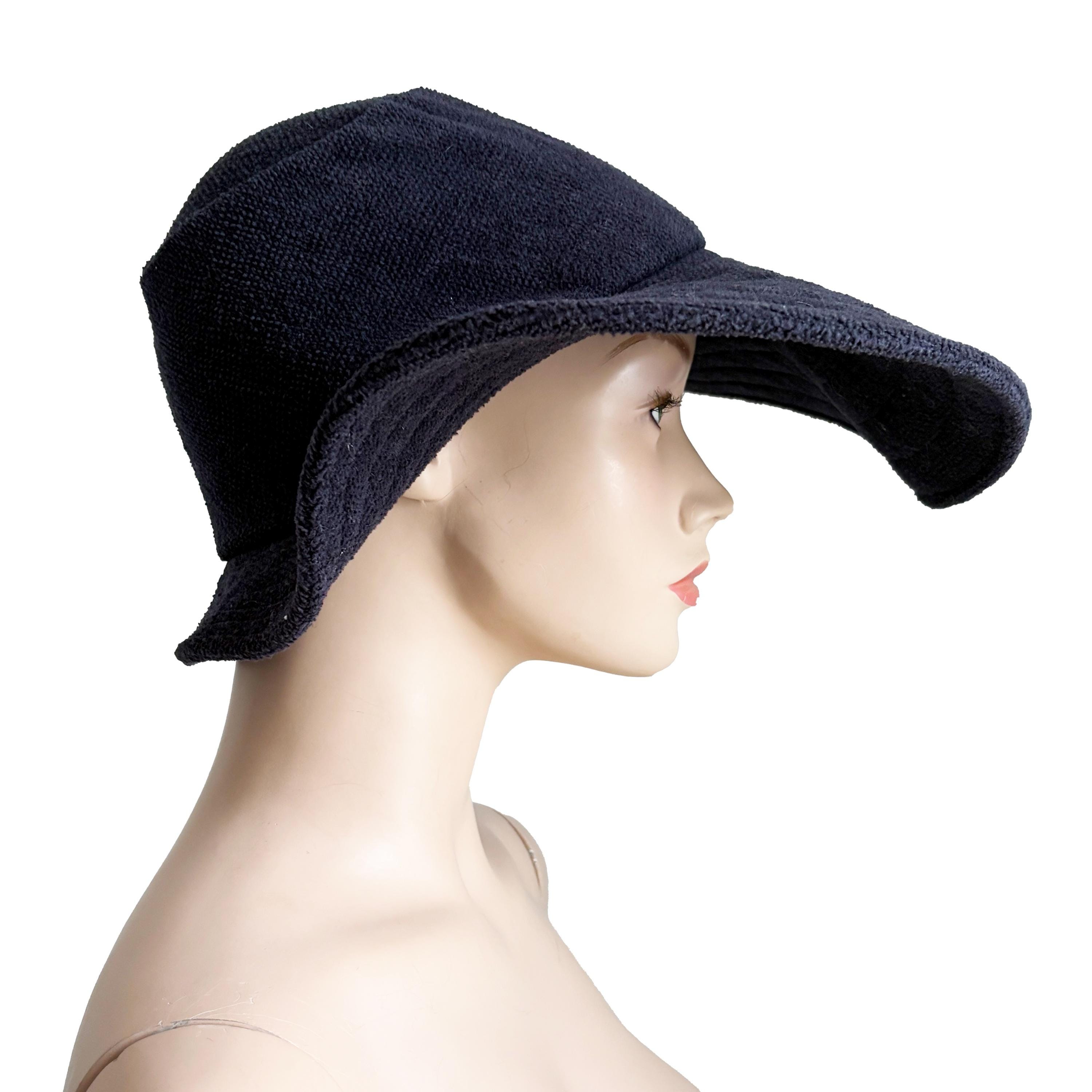 Vintage 80’s Norma Kamali for Stetson Blue Felt Fedora Hat  black trim ribbon DSC03055_copy_hairfix_0091b9cb  main image 2