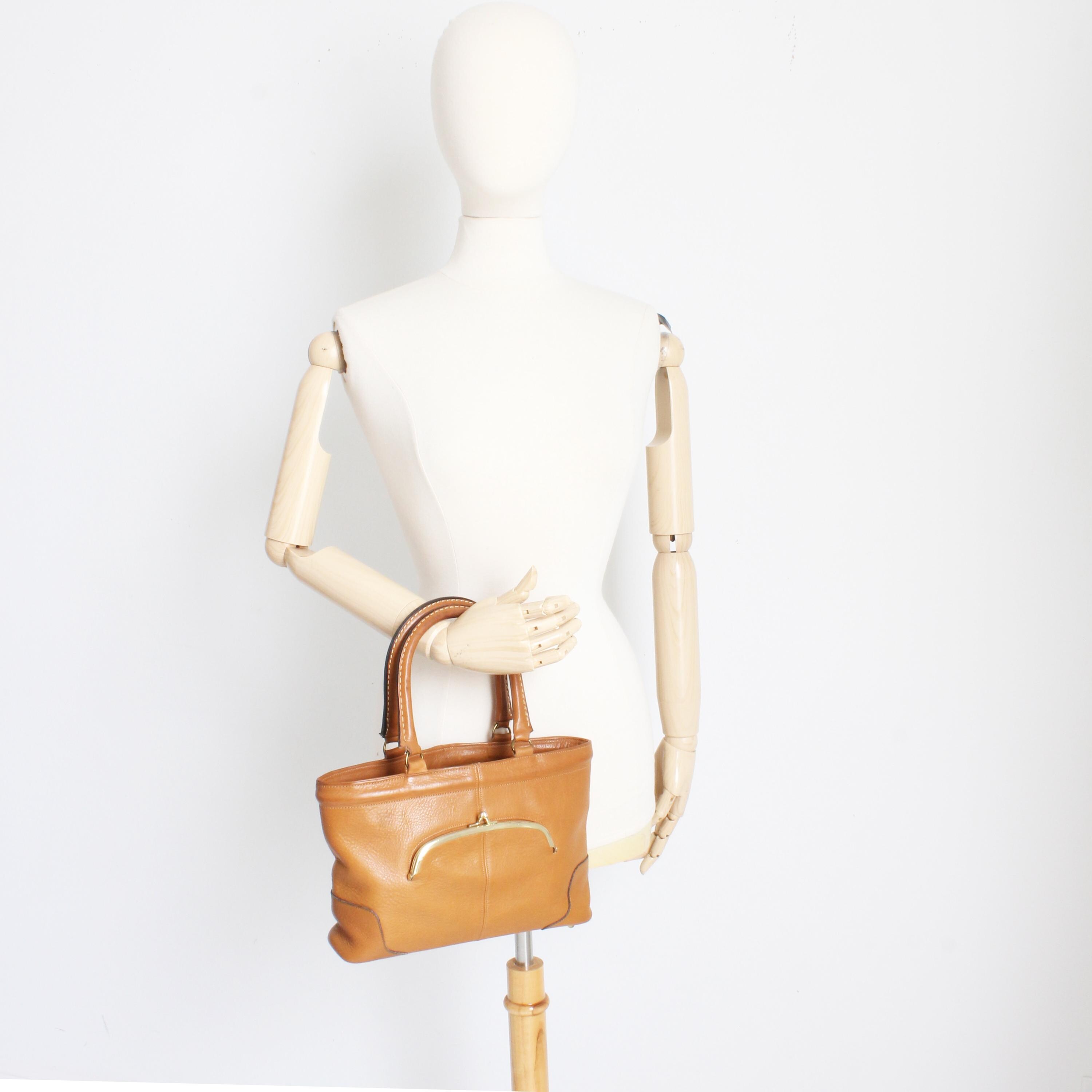 Bonnie Cashin for Coach Chunky Tote Bag Kisslock Tan Leather Bonnie Cashin for Coach Chunky Tote Bag Kisslock Tan Leather