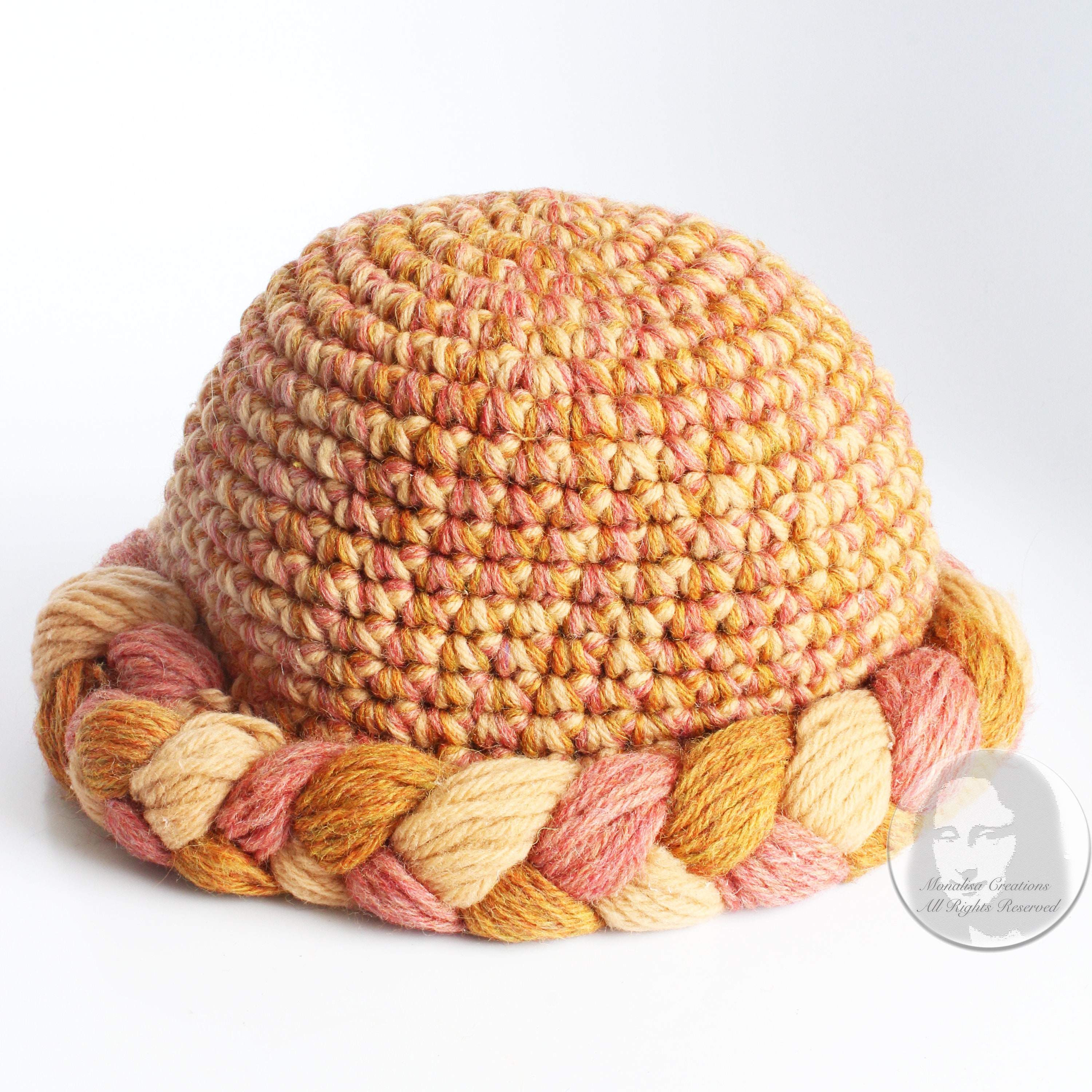 Yves Saint Laurent Knit Hat Multicolor Thick Braid Wool Cap 